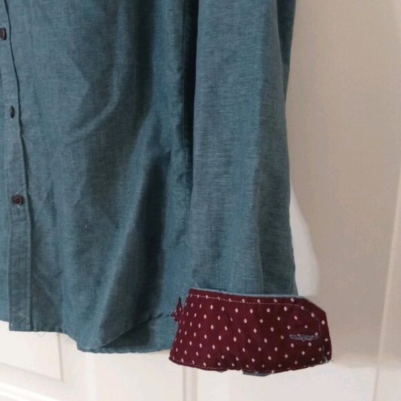 Craft+Flow Shirt Men's Long Sleeve Button Up Flip Cuff Blue Size Medium - Picture 5 of 6